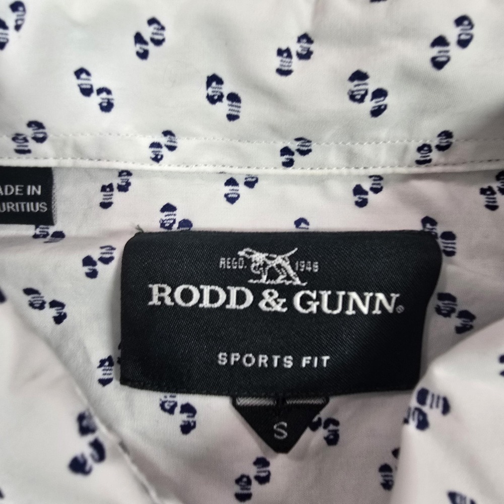 Rodd & Gunn Shirt Mens Small White Graphic Print Sports Fit Short Sleeve Cotton - Picture 3 of 7